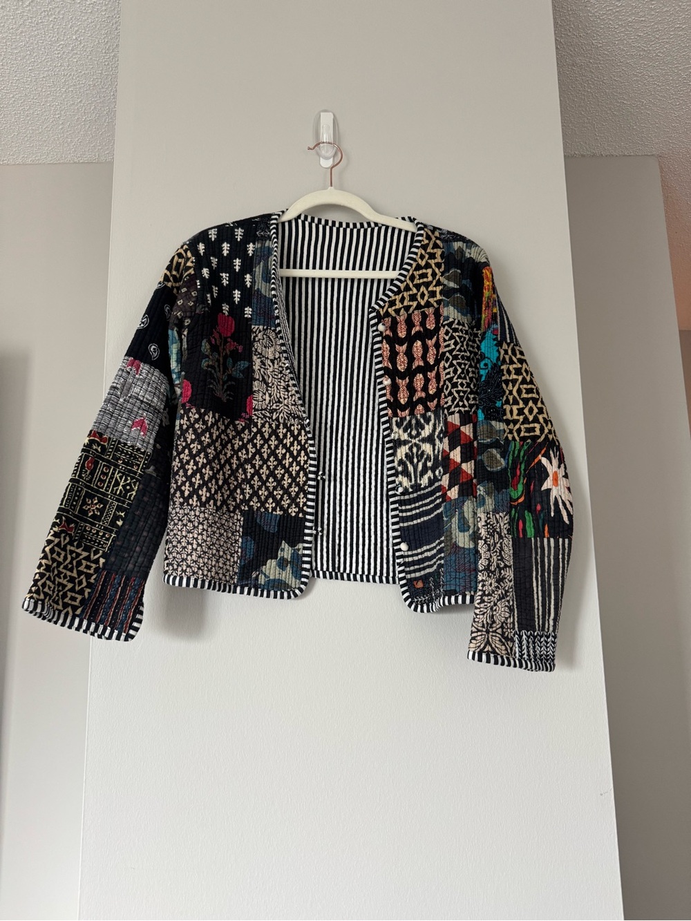 Patchwork Quilted Open-Front jacket Multicolor - reversible
